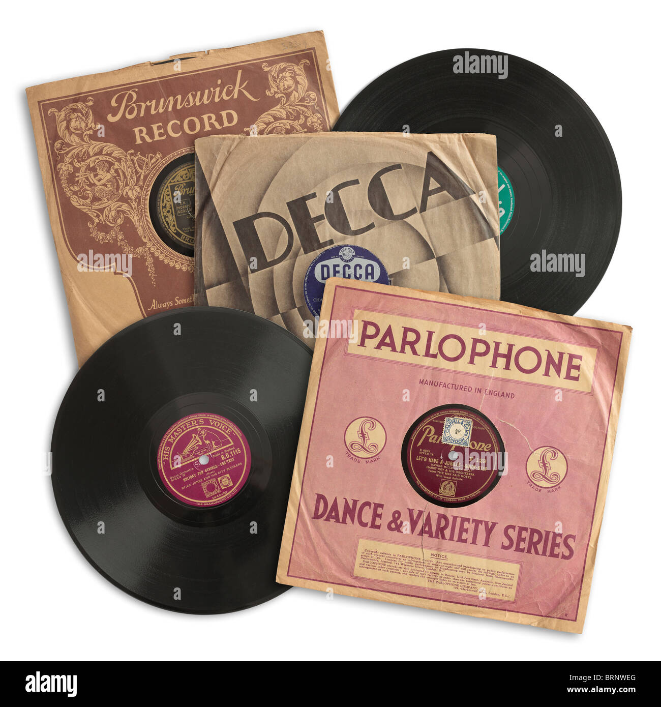 Viejos discos de gramófono de 78 rpm y fundas Fotografía de stock - Alamy