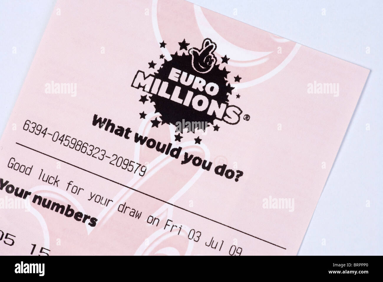 Billete de lotería Euro Millions Foto de stock