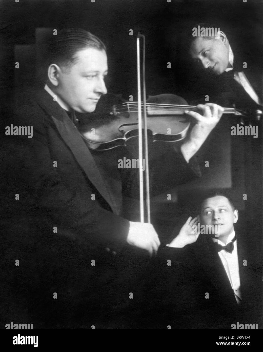 Violinista, collage, imagen histórica, ca. 1928 Foto de stock