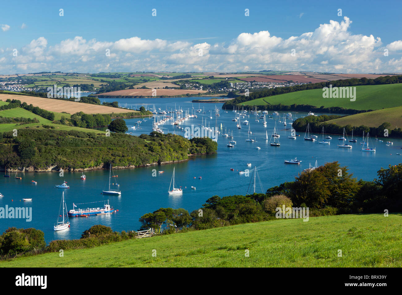 Vista a lo largo de Kingsbridge estuario próximo Salcombe Foto de stock