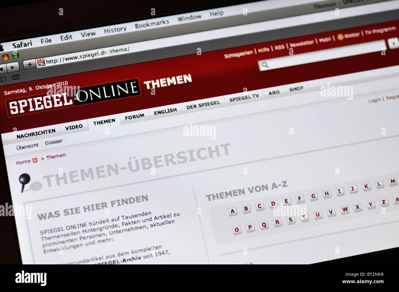 Sitio web de Spiegel Foto de stock