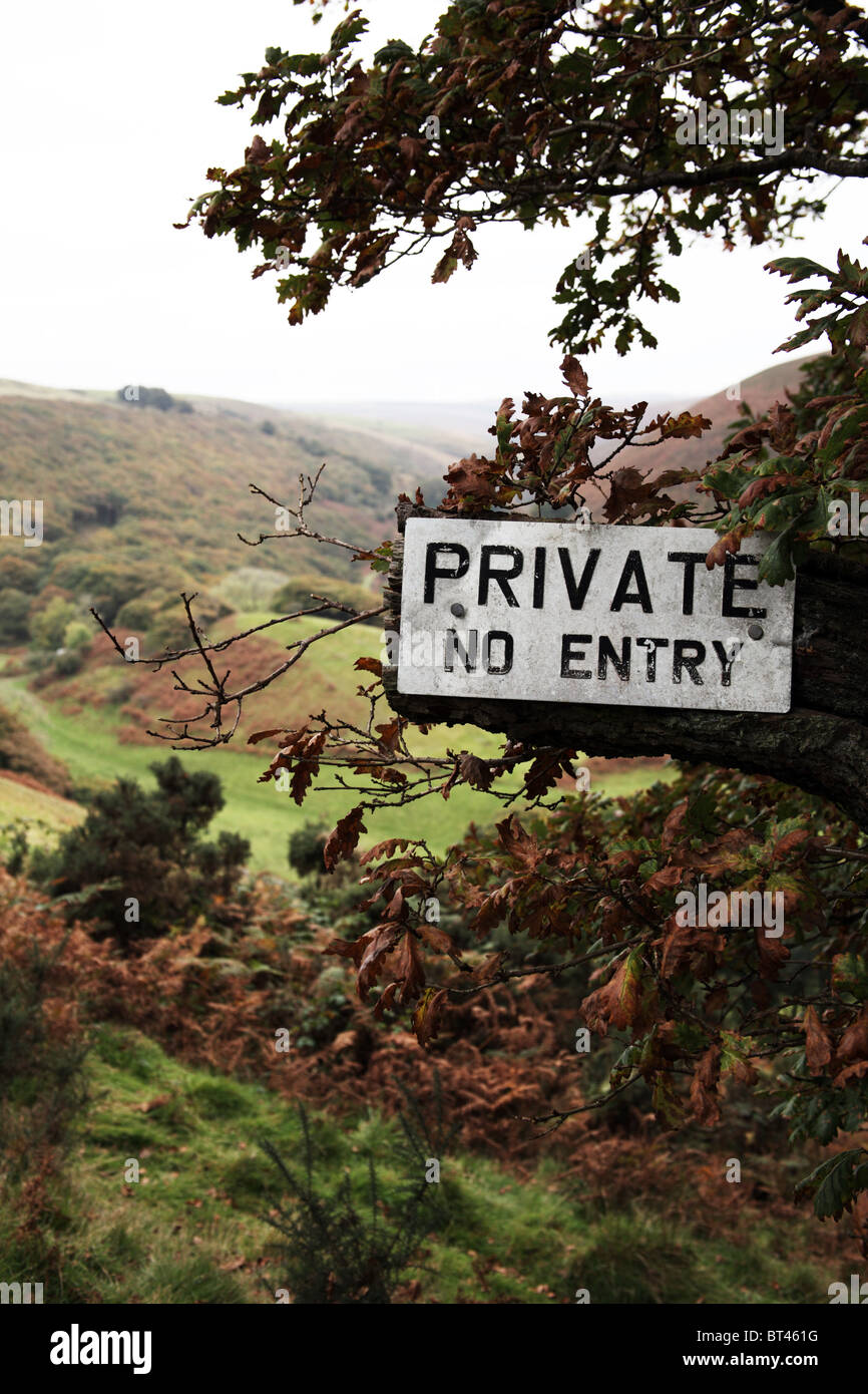 No hay ninguna entrada privada signo en Exmoor Foto de stock