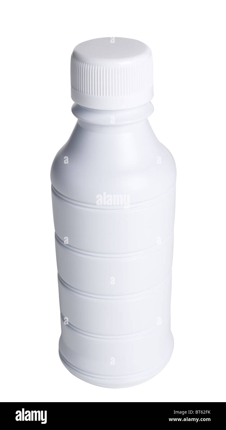 Botella de plástico blanco. Foto de stock