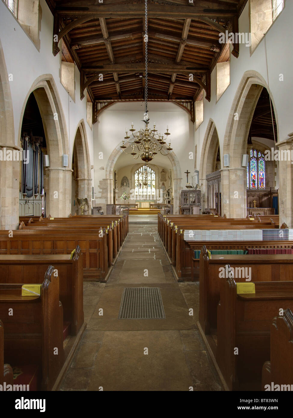 Ramsbury, Wiltshire, Iglesia, Santa Cruz, interior Foto de stock