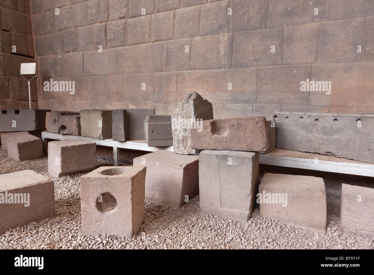 Trabajos de Albañilería detallados del imperio Inca, Lima, Perú, América del Sur Foto de stock