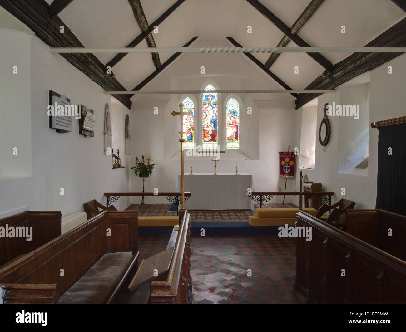 Wilsford, Wiltshire, la iglesia de San Nicolás, interior Foto de stock