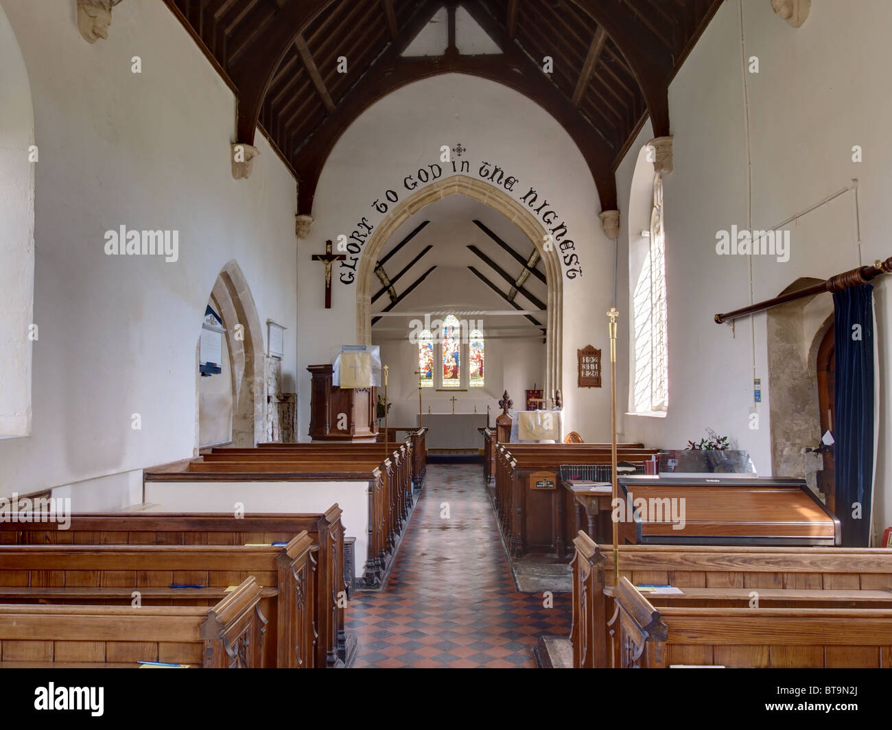 Wilsford, Wiltshire, la iglesia de San Nicolás, interior Foto de stock