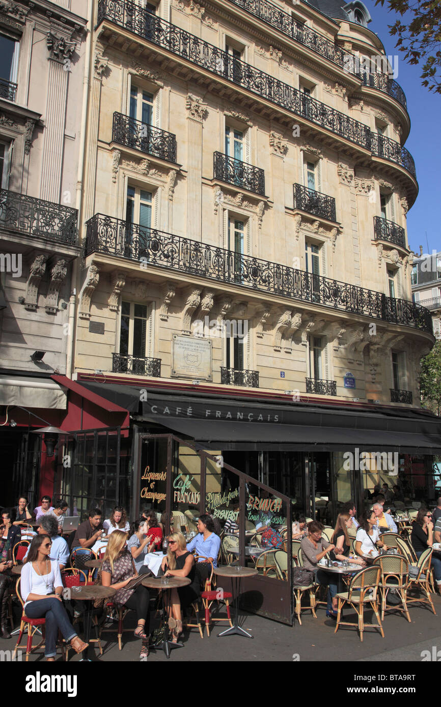 Francia, Paris, la cafetería, la gente, el ocio, la escena callejera, Foto de stock