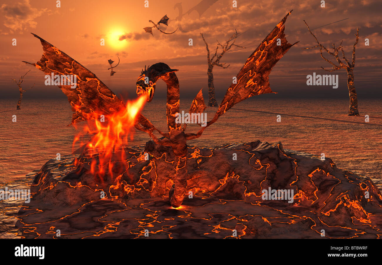 Lava el nacimiento de los dragones Foto de stock