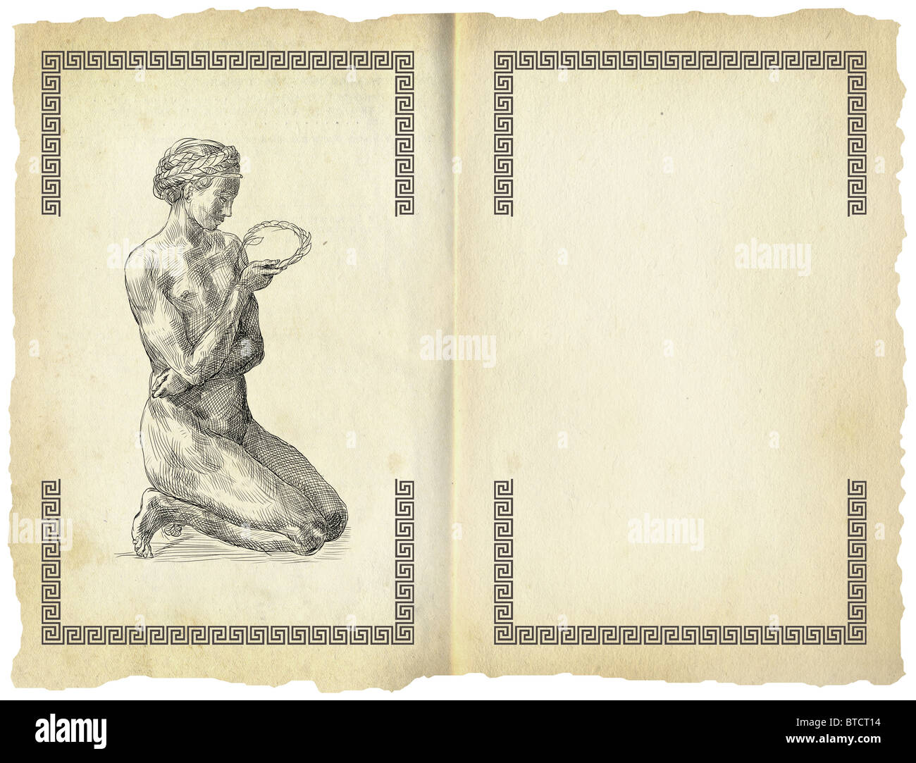 Papel antiguo grabado con el griego Fotografía de stock - Alamy
