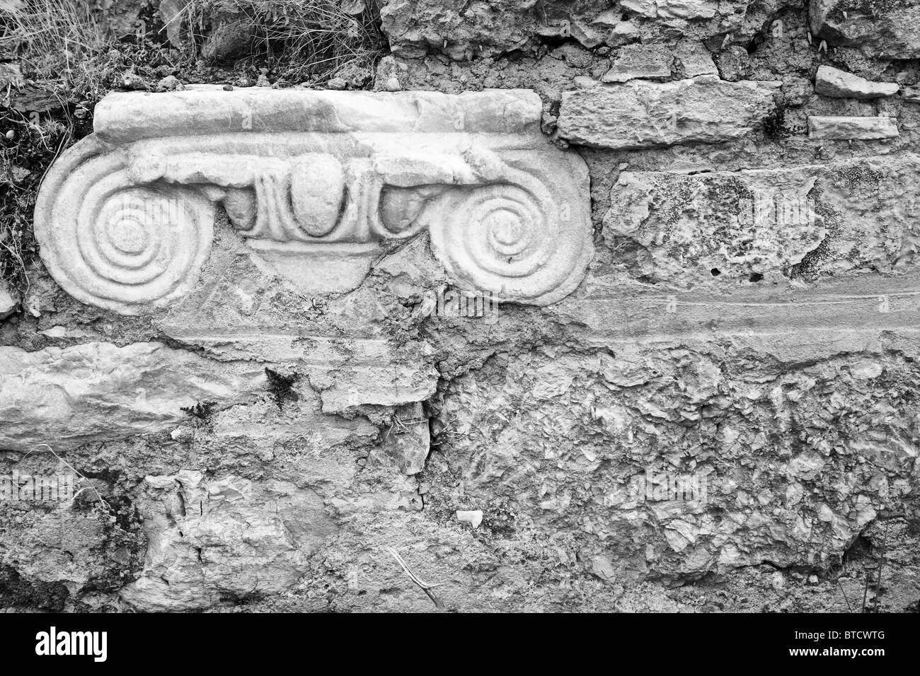 Detalle de la pieza antigua del pilar en Éfeso, Turquía Foto de stock