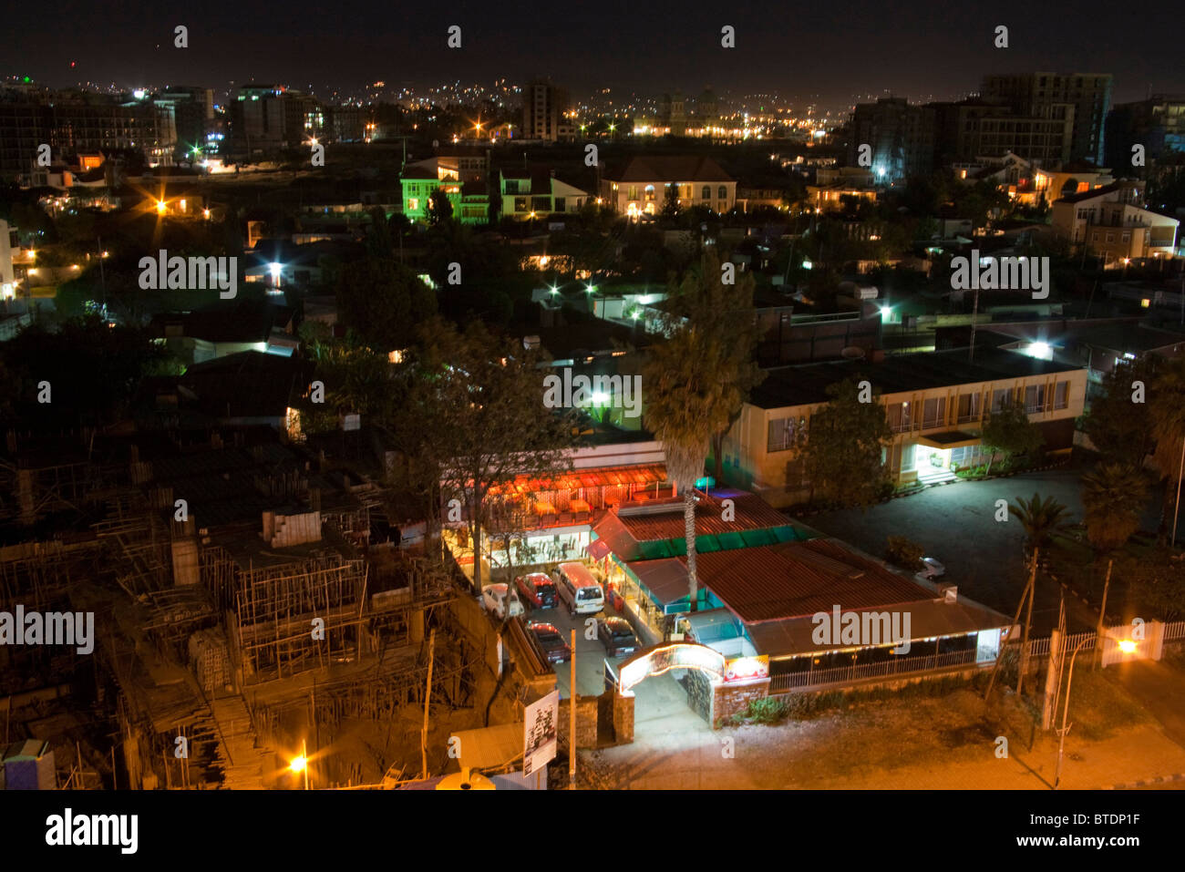 Antena escena nocturna en Addis Abeba Foto de stock