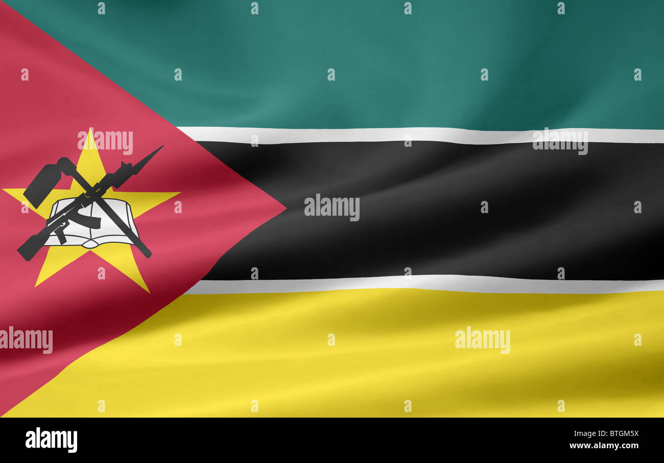 Gran bandera de Mozambique Foto de stock