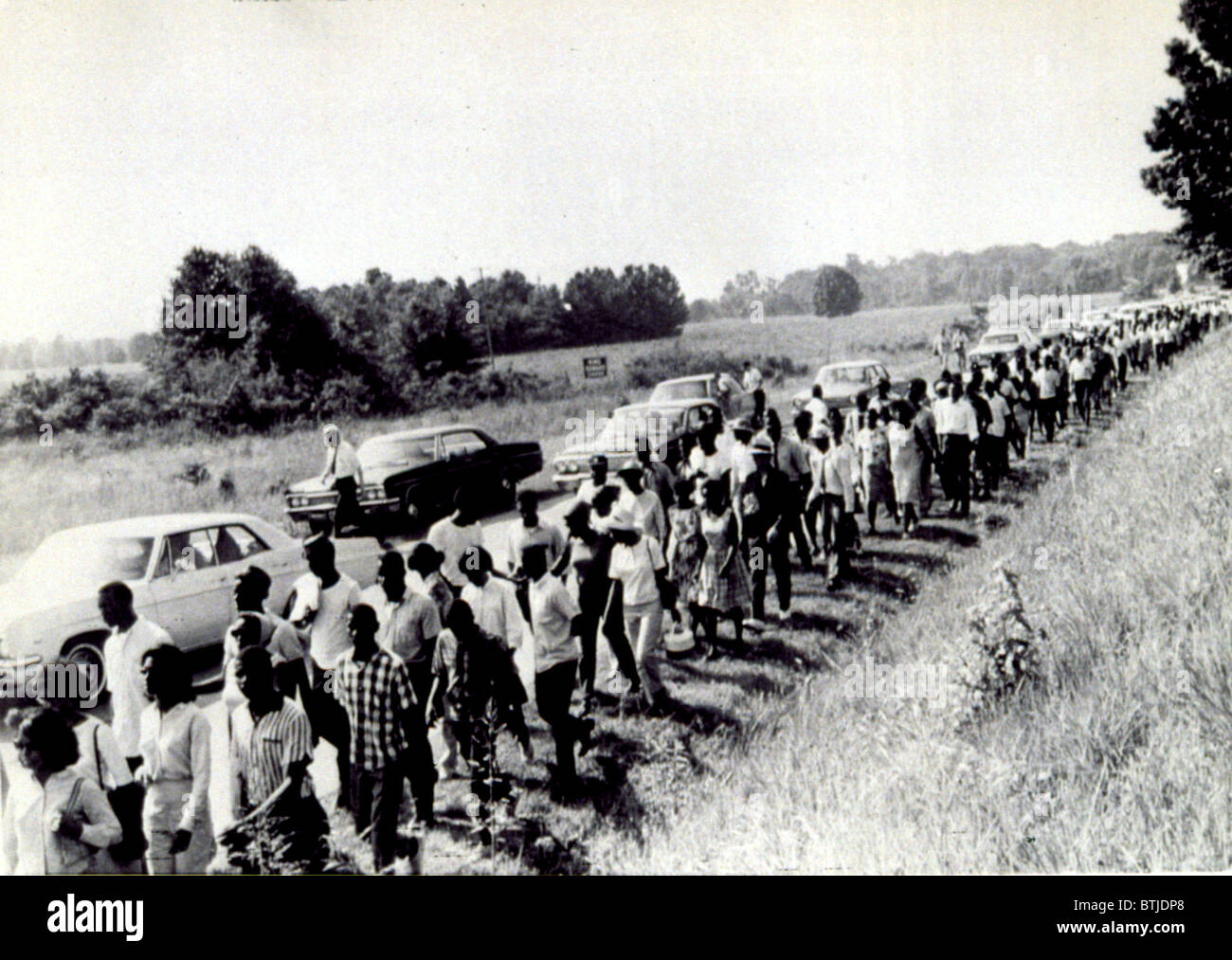 Los derechos civiles de marzo de Memphis a Jackson, Mississippi, en 1966 Foto de stock