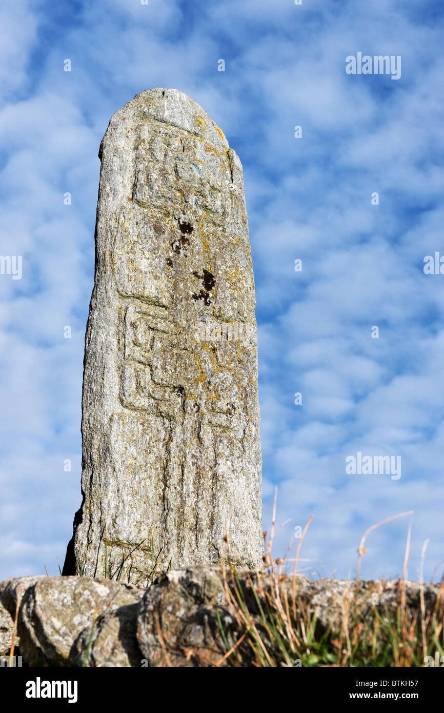 La cara oriental de la Cruz Pilar, Glencolmcille, Condado de Donegal, Ulster, Irlanda. Foto de stock