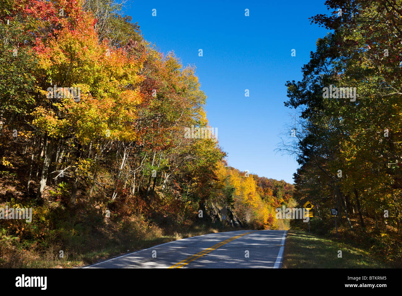 Richard Russell Scenic Highway (348) en el otoño, el Chattahoochee National Forest, en el norte de Georgia, EE.UU. Foto de stock