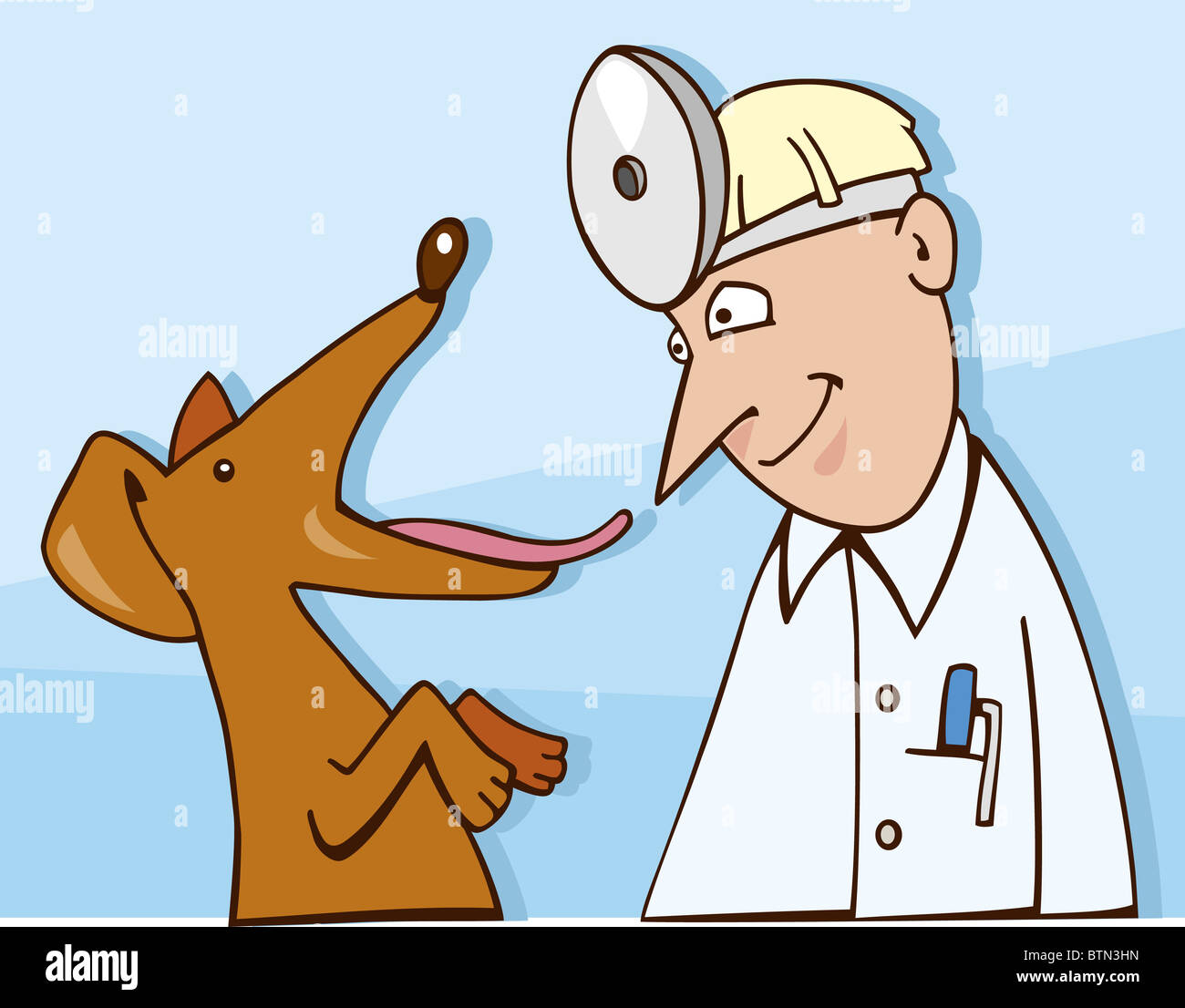 Ilustración de dibujos animados de perro en veterinario Fotografía de stock  - Alamy