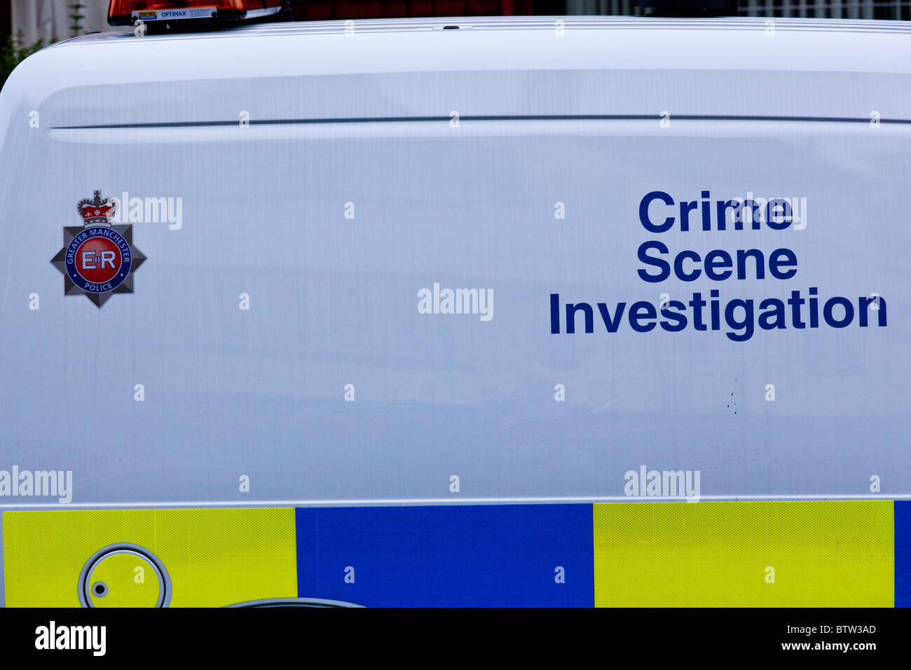 La policía de Greater Manchester GMP CREST CSI Van Foto de stock