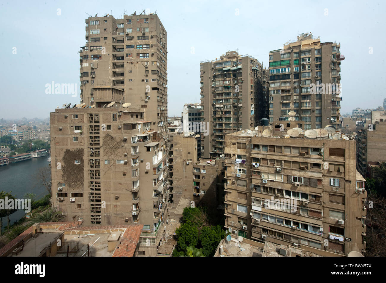 Egipto, Kairo, Insel Gezira, Architektur en Zamalek, Blick vom Hotel Om Kolthoom Foto de stock