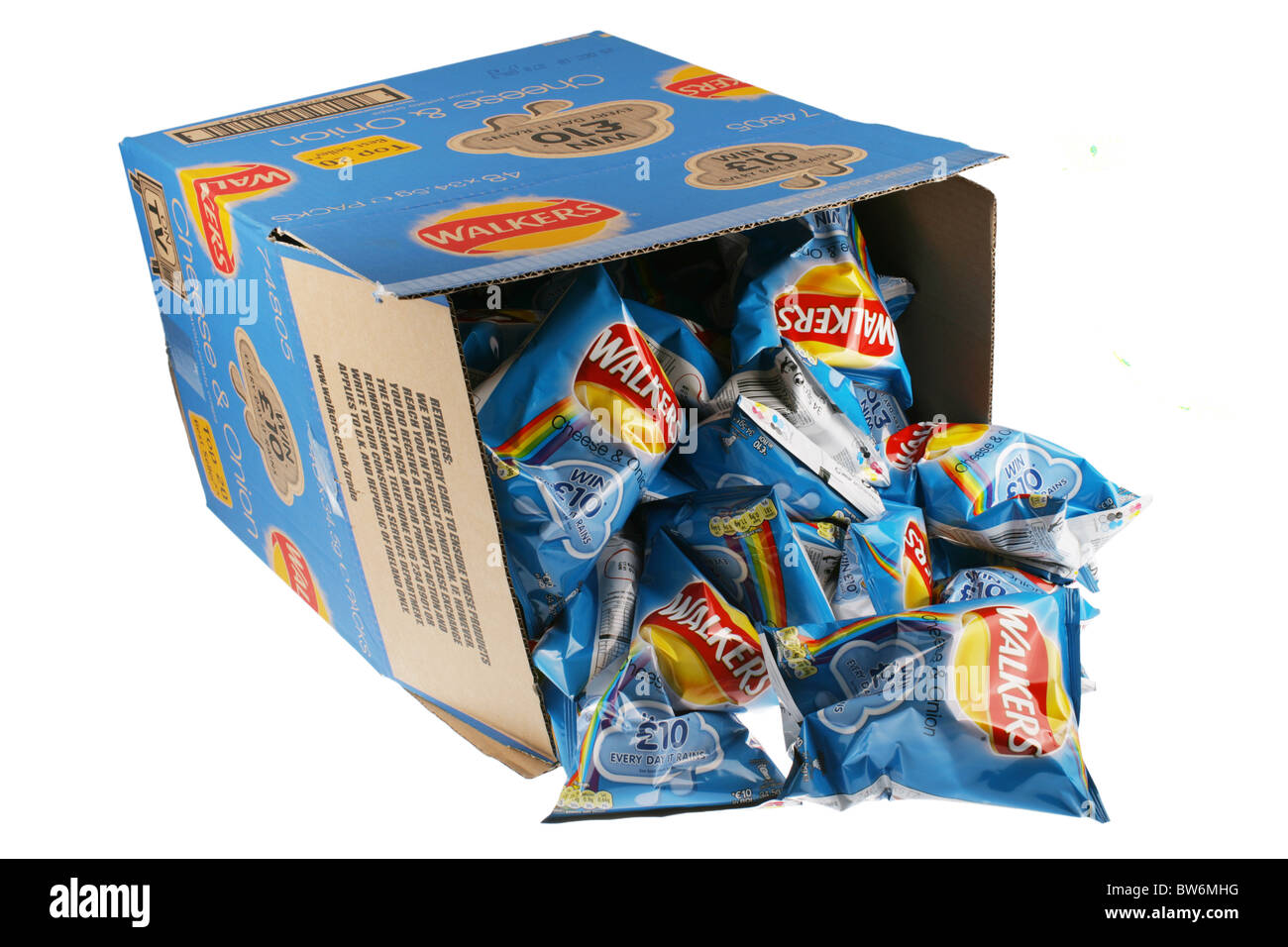 Pack de 48 cajas de patatas fritas Foto de stock