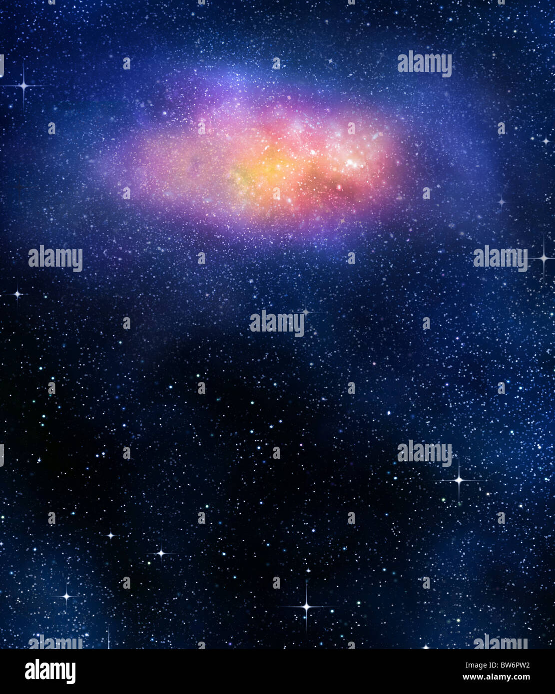 Fondo estrellado de estrellas y nebulosas en el espacio profundo Foto de stock