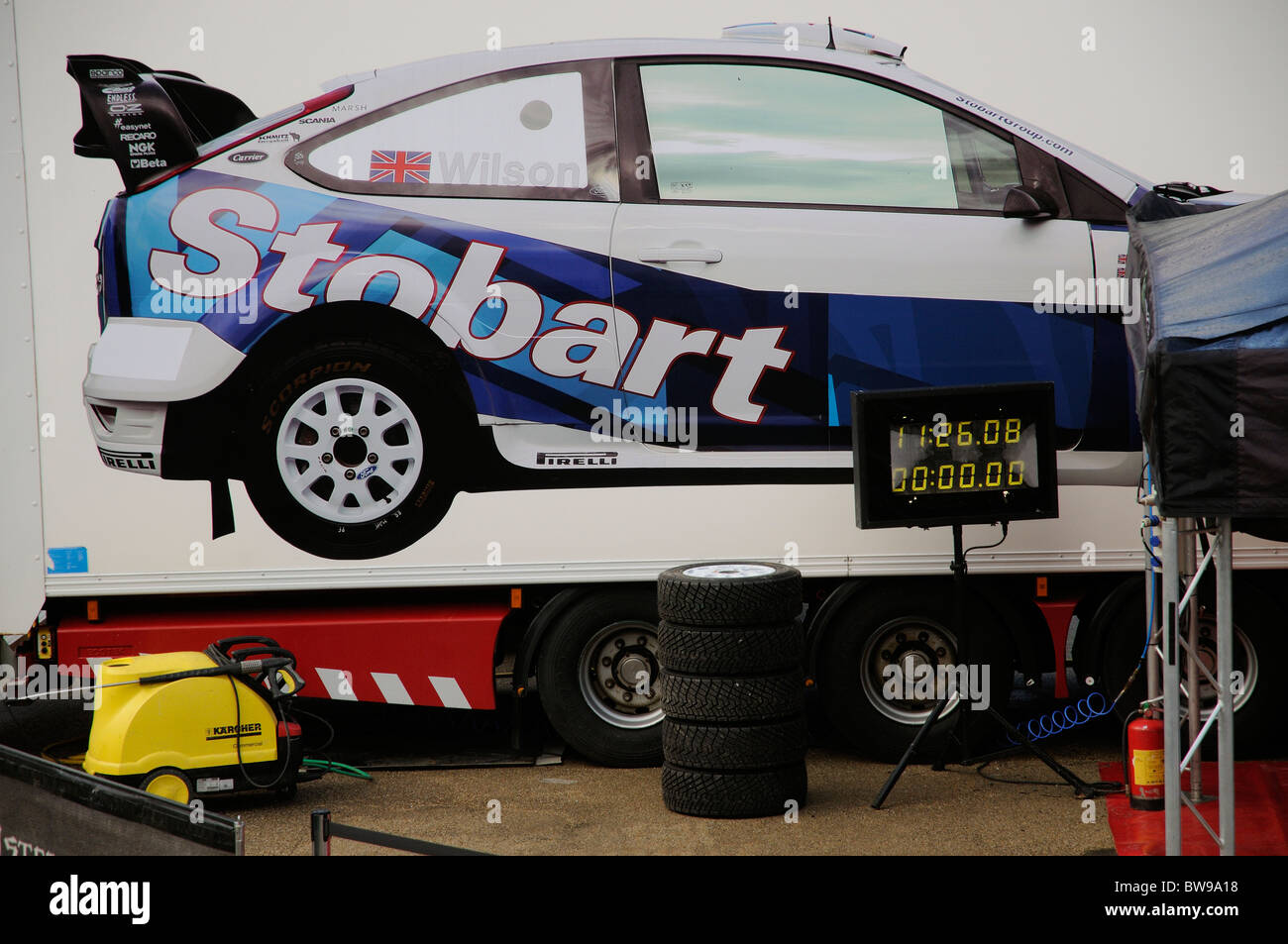 El piloto de Stobart motor sport truck Rally Team el transporte Foto de stock