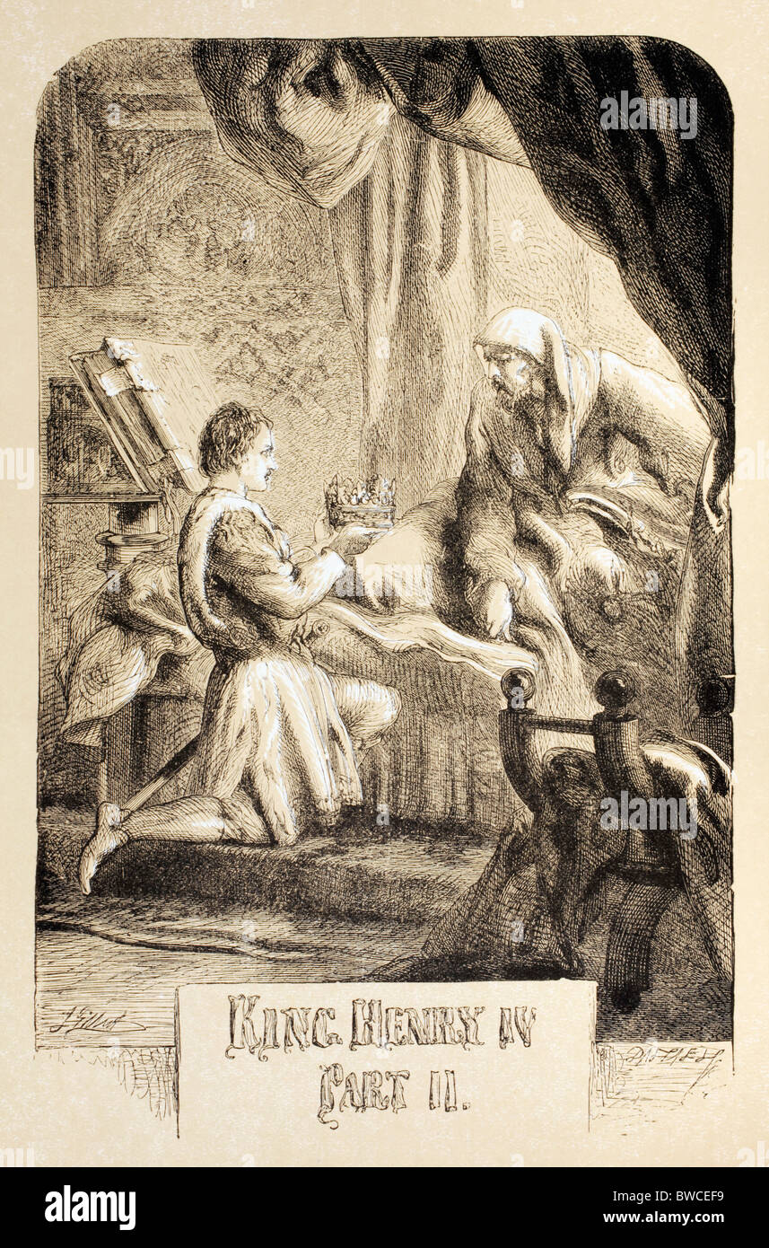 Ilustración por Sir John Gilbert por el rey Enrique IV, parte dos de William Shakespeare. Foto de stock