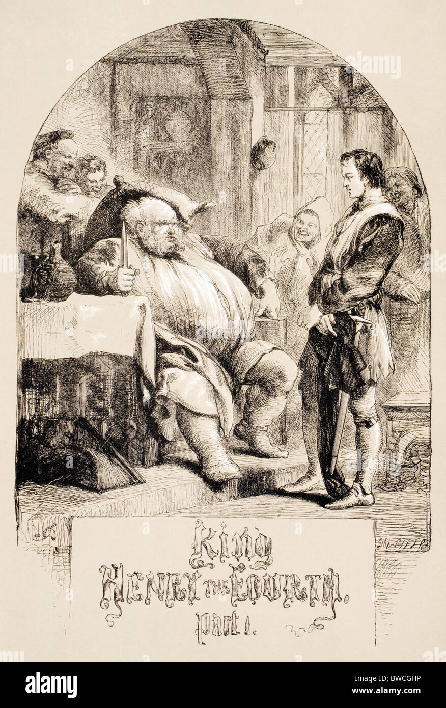 Ilustración por Sir John Gilbert por el rey Enrique IV, Parte 1, de William Shakespeare. Foto de stock
