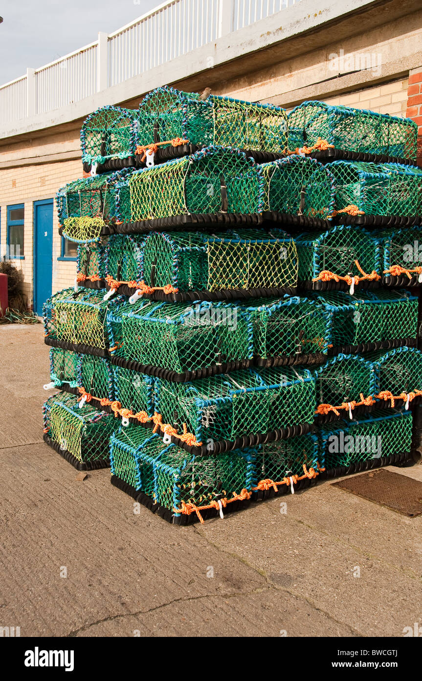 Potes de cangrejo de langosta en Bridlington Harbour Foto de stock