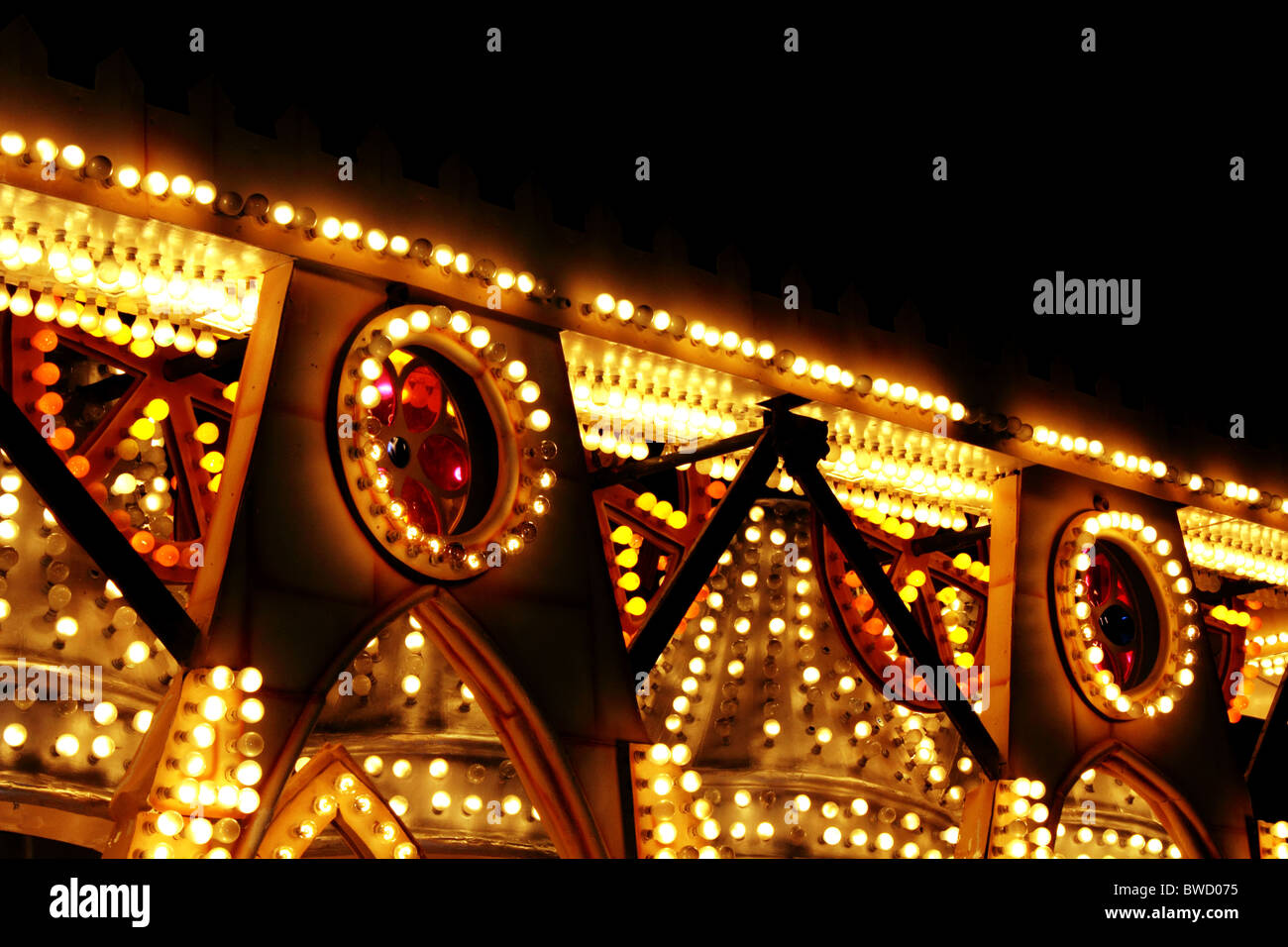 Navidad luces de carnaval, Glastonbury, Somerset, Inglaterra, Reino Unido. Foto de stock