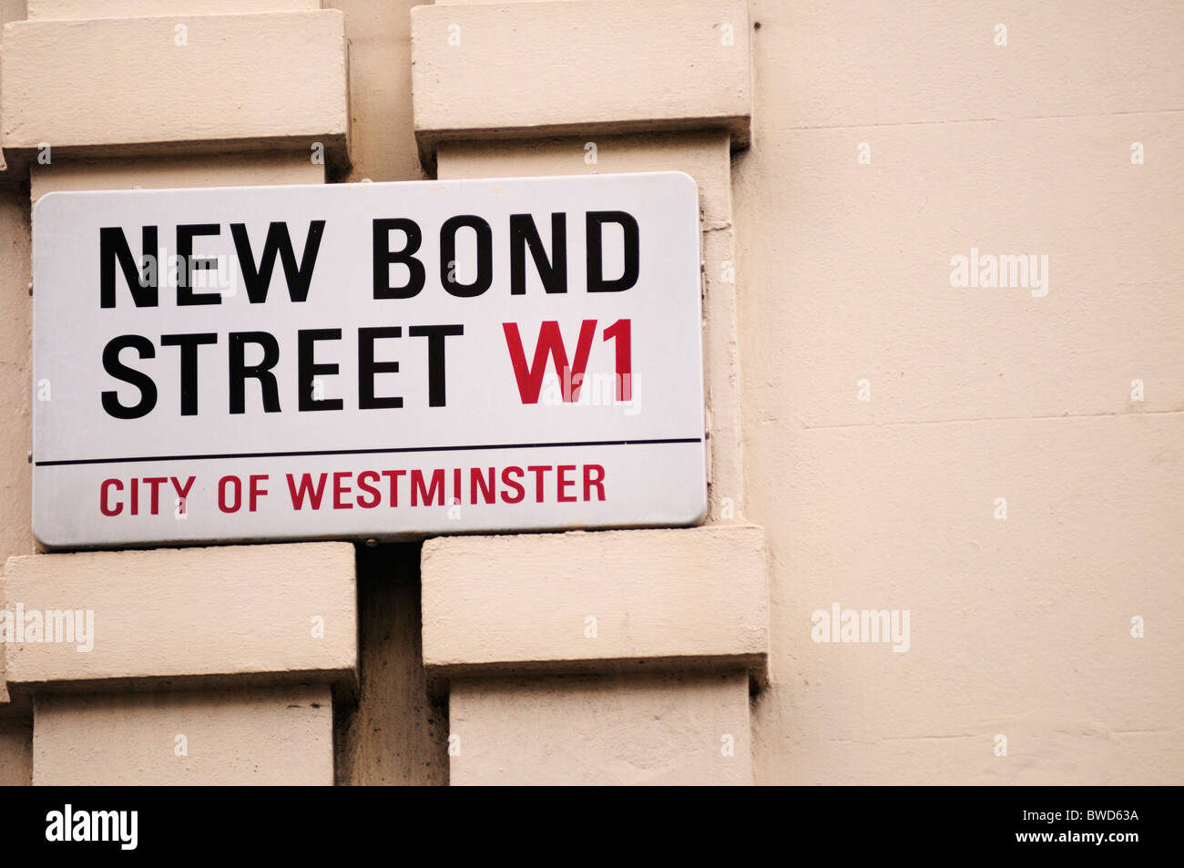 New Bond Street W1 calle signo, Londres, Inglaterra, Reino Unido. Foto de stock