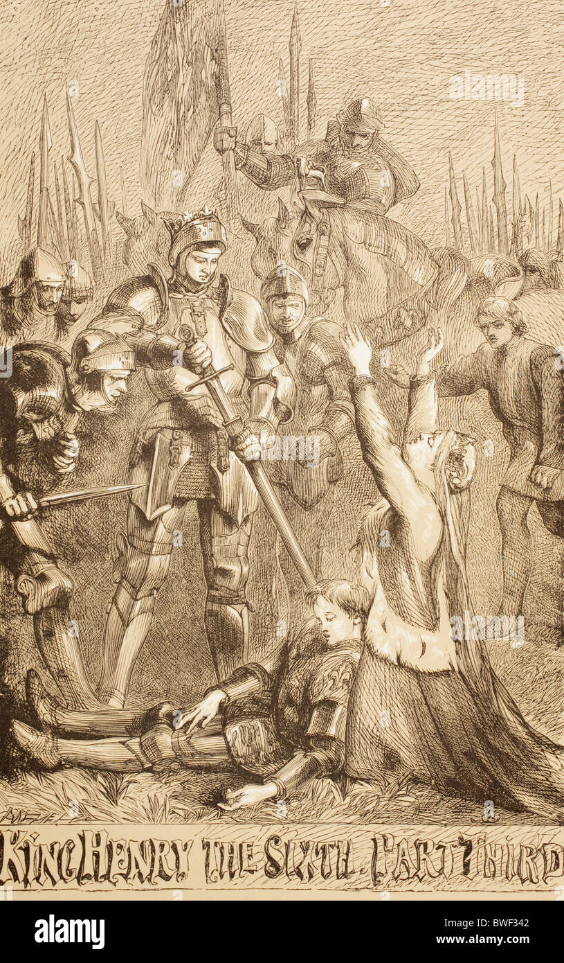 Ilustración por Sir John Gilbert por el rey Enrique VI, parte tres por William Shakespeare. Foto de stock
