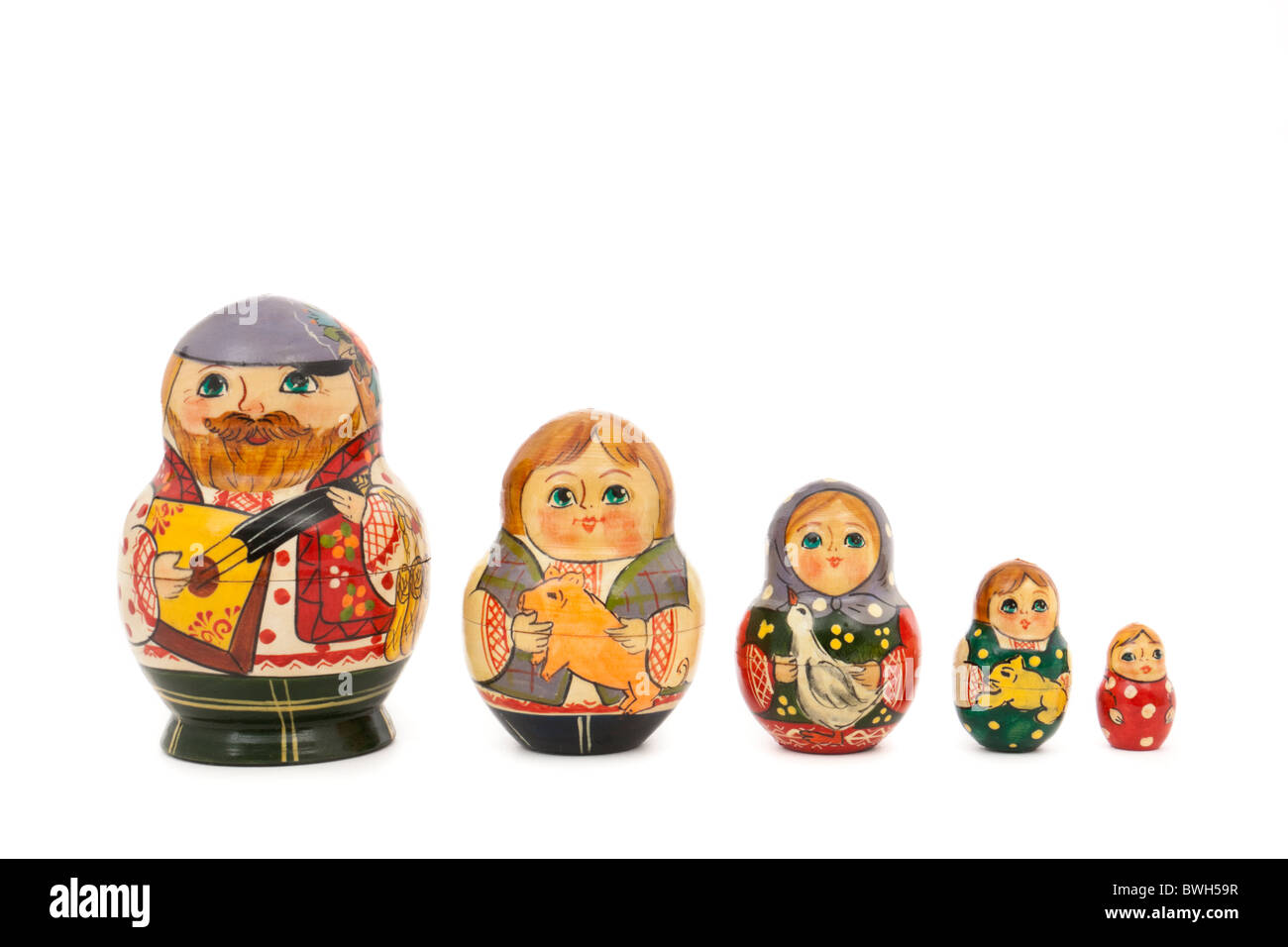 Hilera tradicional de anidado muñecas Matryoshka rusa Foto de stock