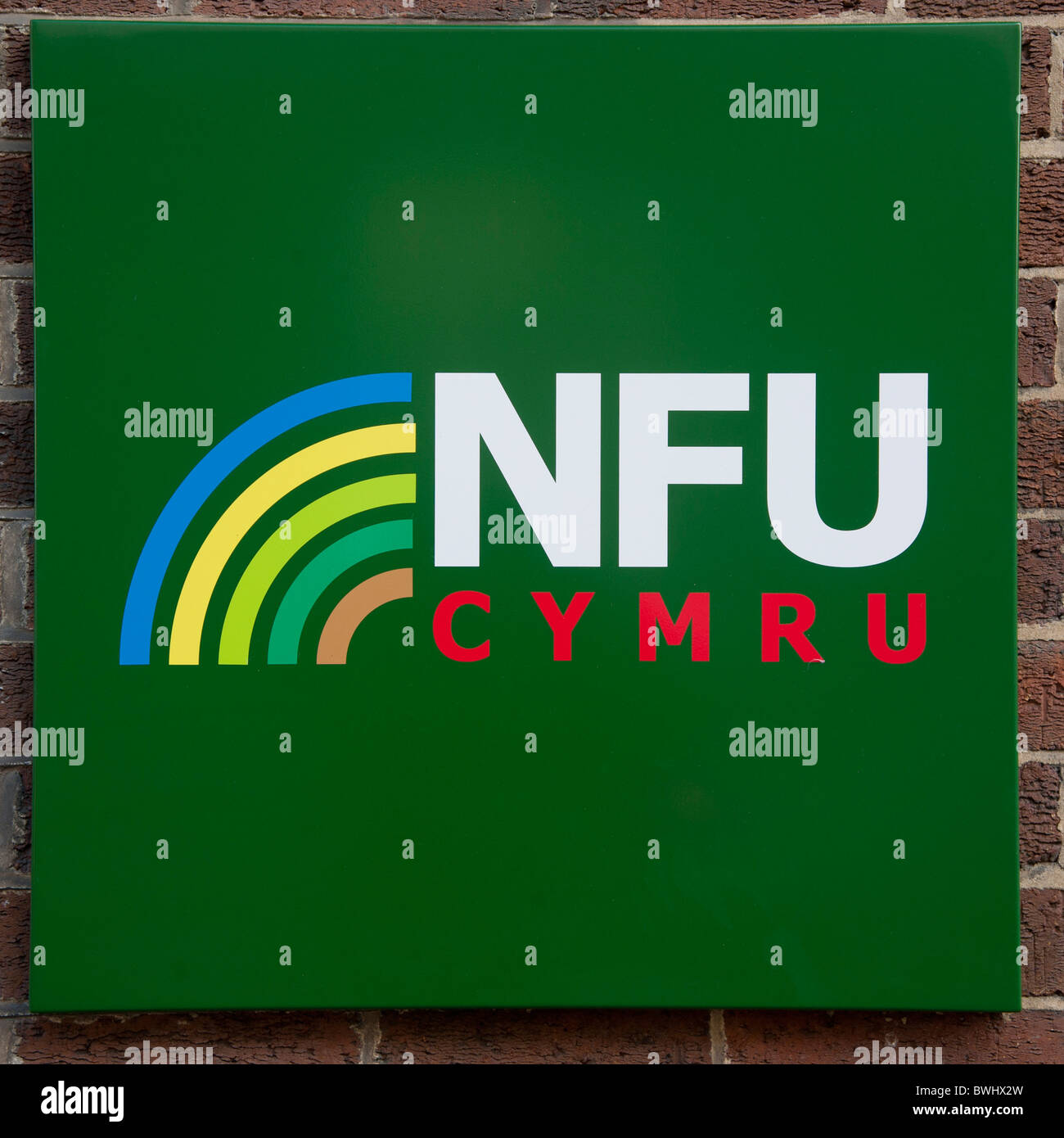 Unión Nacional de Agricultores Cymru NFU firmar logo, Gales, Reino Unido Foto de stock