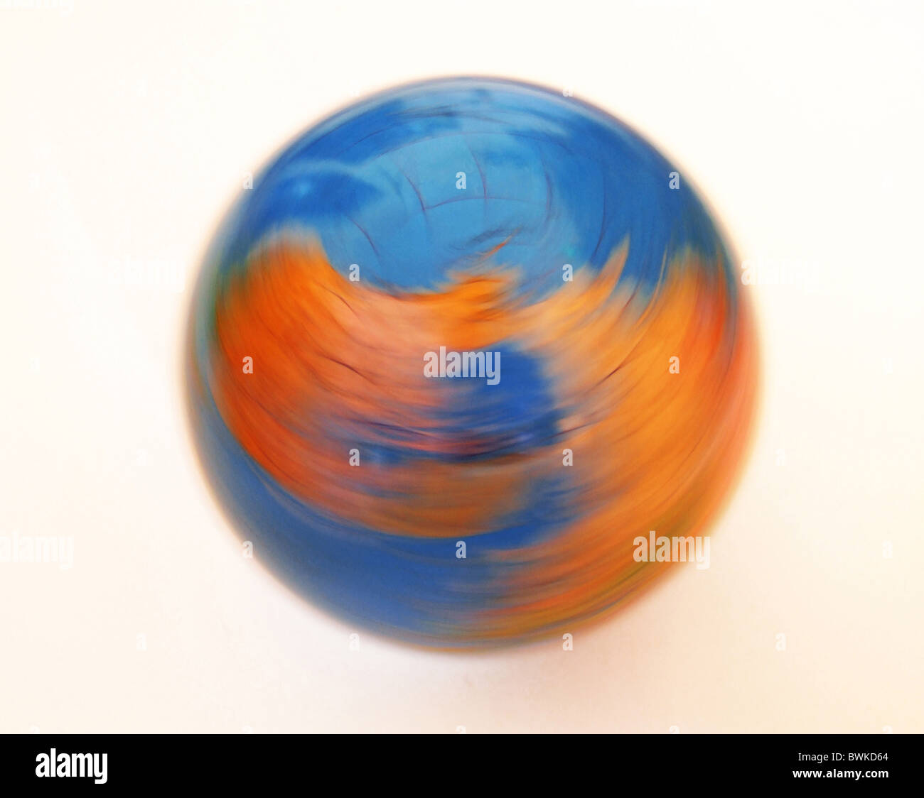 Mundo globo terráqueo planeta gire a la rotación de la tierra rotación gira constantemente perpetuamente tiempo símbolo borrosa Foto de stock