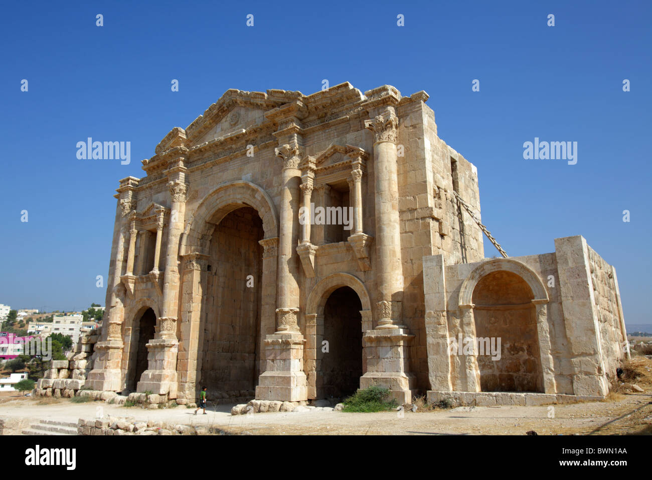 El Arco de Adriano, Jerash Jordania Foto de stock