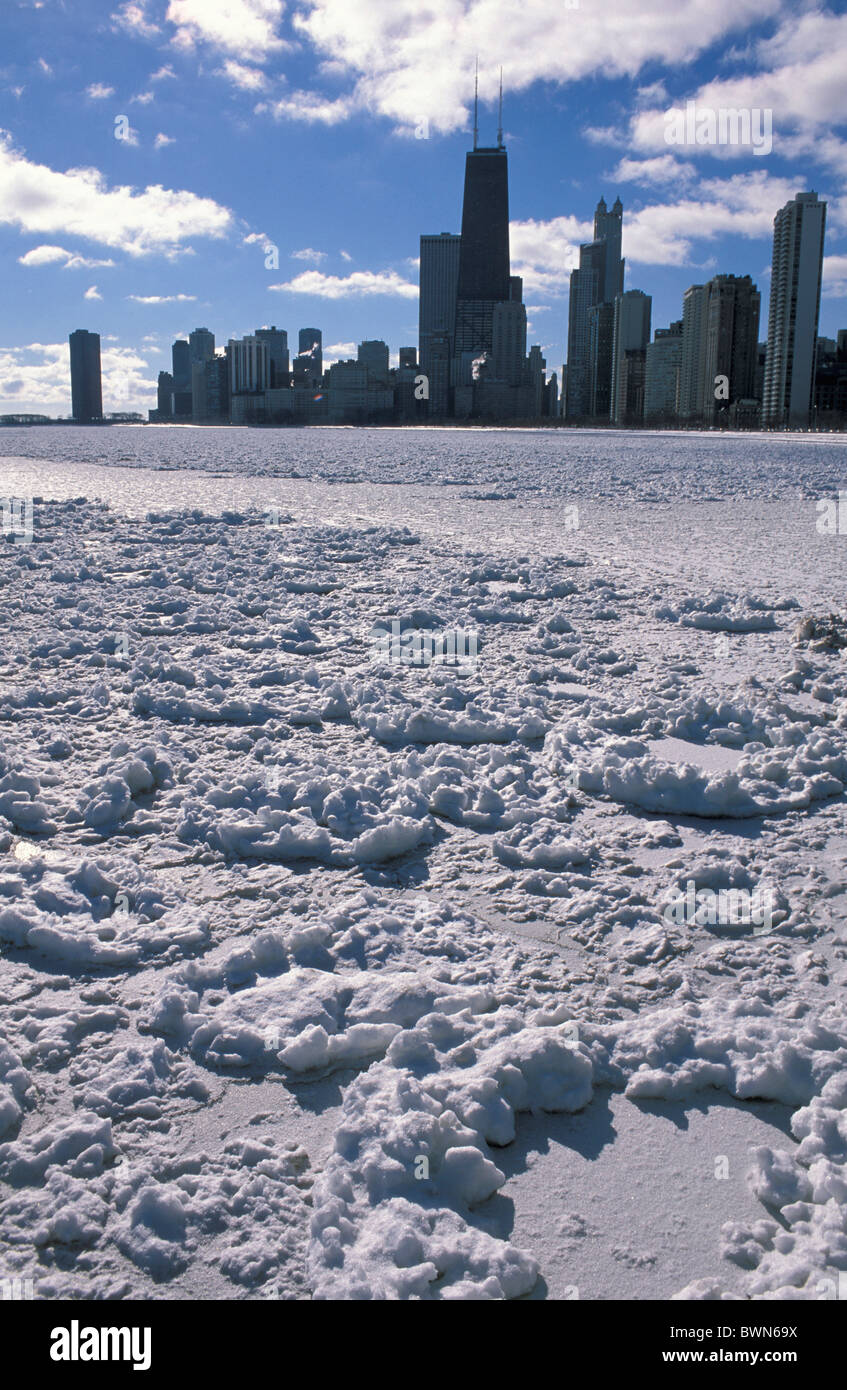 Estados Unidos Estados Unidos Estados Unidos de América del Norte del Lago  Michigan en Chicago Illinois Chicago Lakefront escarcha de hielo congelado  w Fotografía de stock - Alamy