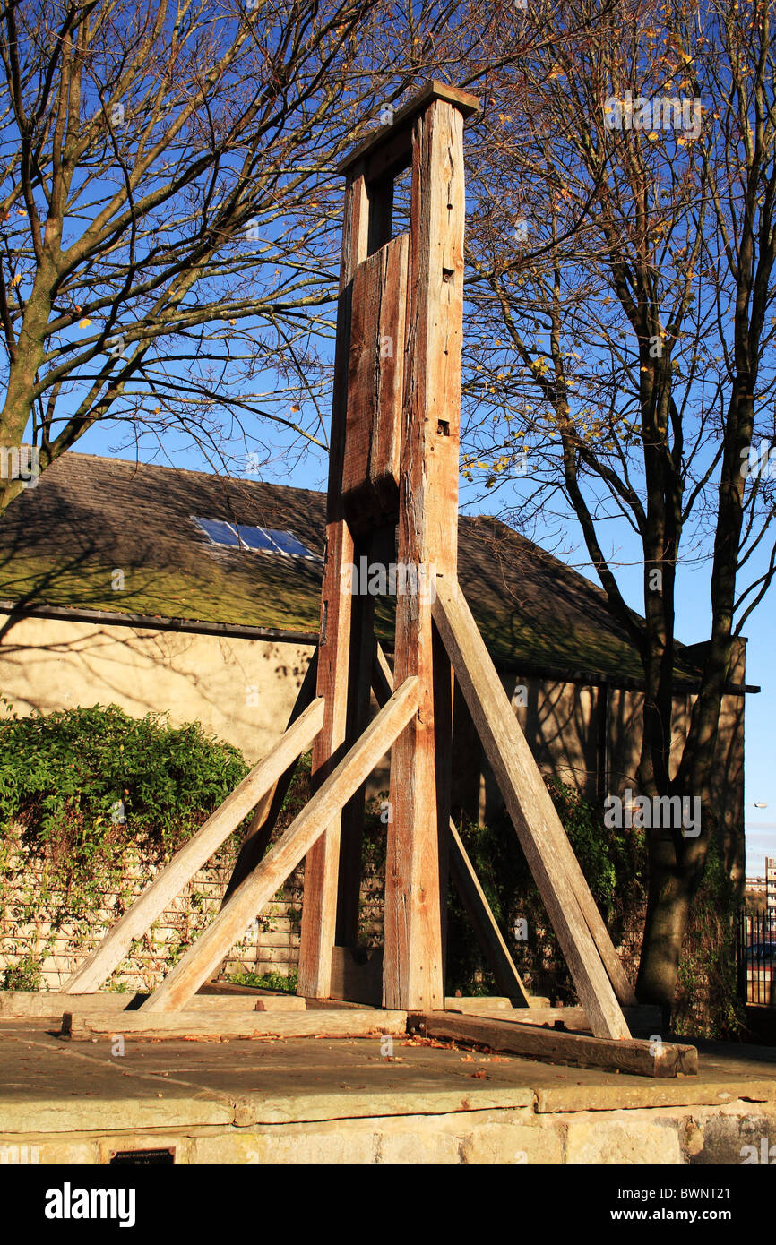 Halifax patíbulo temprana guillotina utilizada para la pena capital Foto de stock