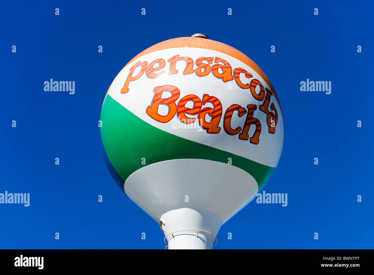 Signo de Pensacola Beach, la Costa del Golfo, Florida, EE.UU. Foto de stock