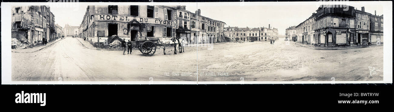 La I Guerra Mundial WW1 Plaza San Mihiel France Europe 1918 historia histórica histórica destrucción destruida Foto de stock