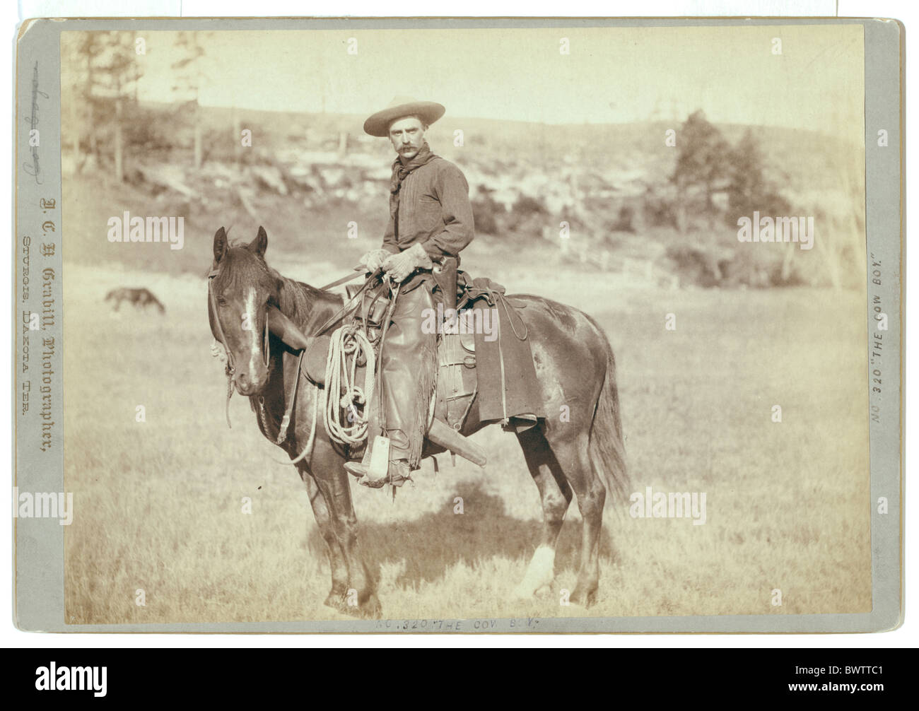 Caballo Cowboy Sturgis Dakota EUA América América del Norte de los Estados Unidos John Grabill ca. 1890 Estados Unidos de UN Foto de stock