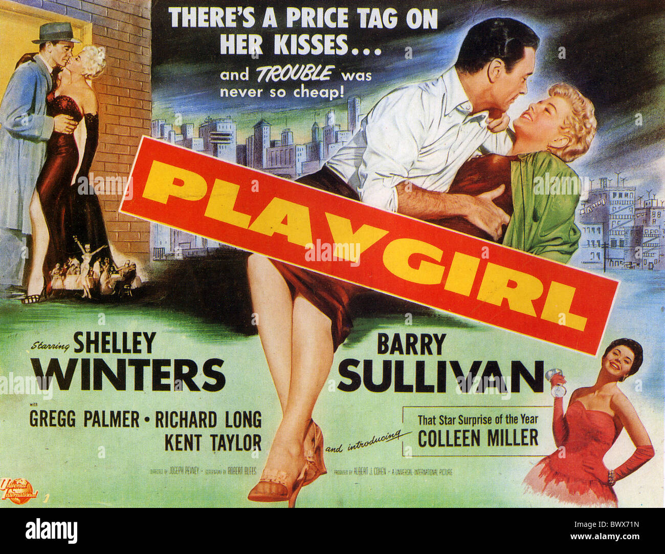 PLAYGIRL cartel de 1954 película Universal con Shelley Winters y Barry Sullivan Foto de stock