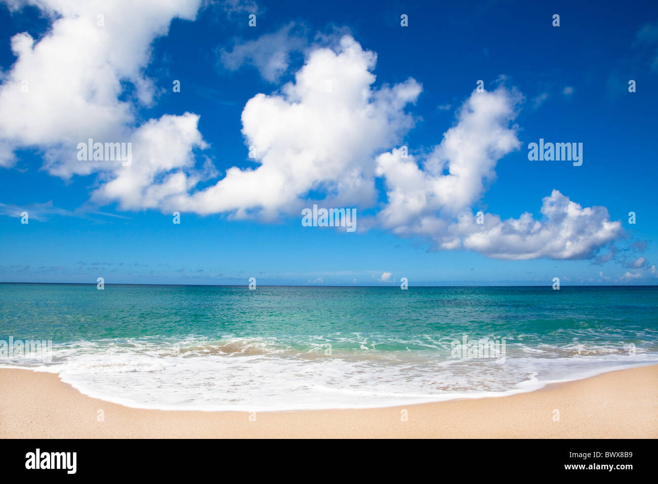 Hermosa playa de isla en el océano Pacífico Foto de stock