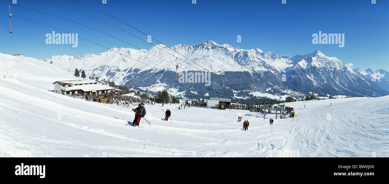 Deportes de invierno Deportes de invierno esquí Alpes esquí Alp Lavoz formato horizontal Graubunden Grisons Lenz Foto de stock