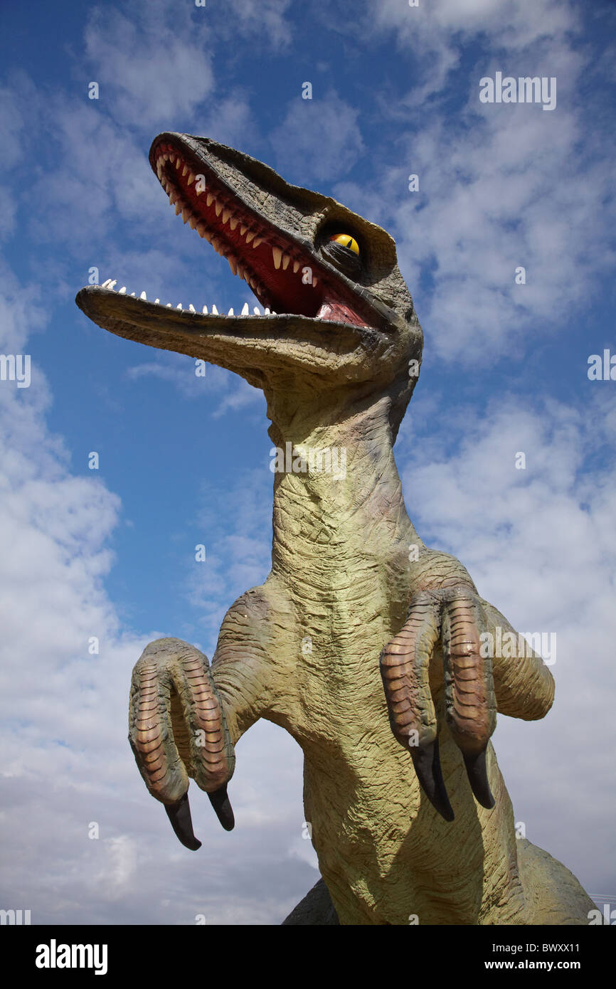 Estatua de dinosaurios Dinosaur Trail Golf & Country Club, Drumheller, Alberta, Canadá Foto de stock