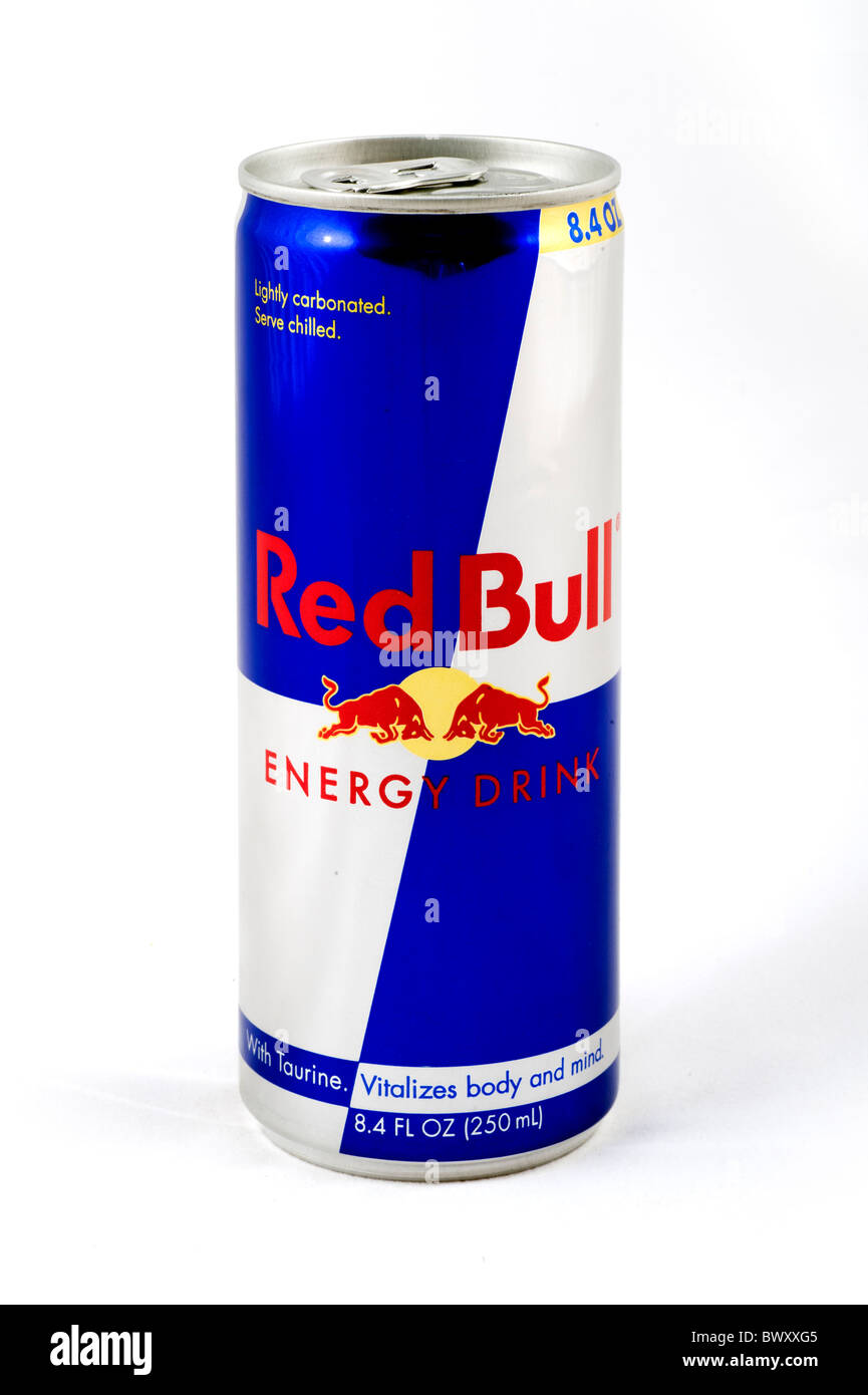 Lata de Red Bull Energy Drink, EE.UU. Foto de stock