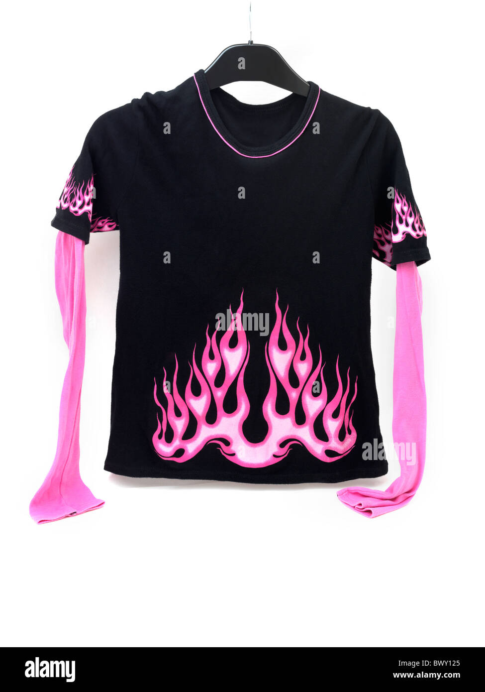 Camiseta negra con mangas Rosa y Rosa llamas Design Fotografía de stock -  Alamy