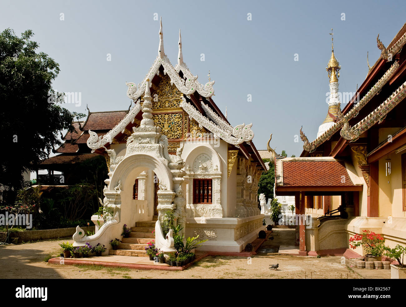 Wat Buppharam en Chiang Mai, en Tailandia, el Sudeste de Asia. Foto de stock