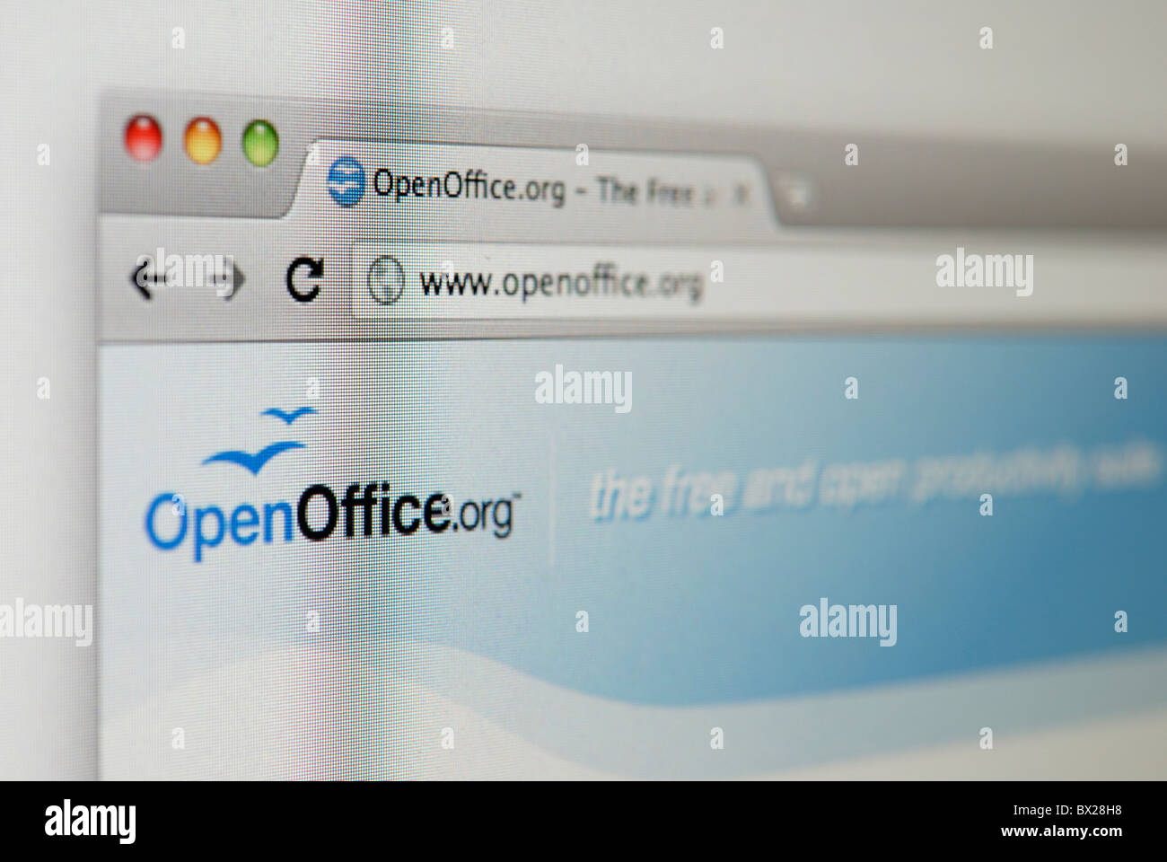 Sitio web de OpenOffice.org Foto de stock