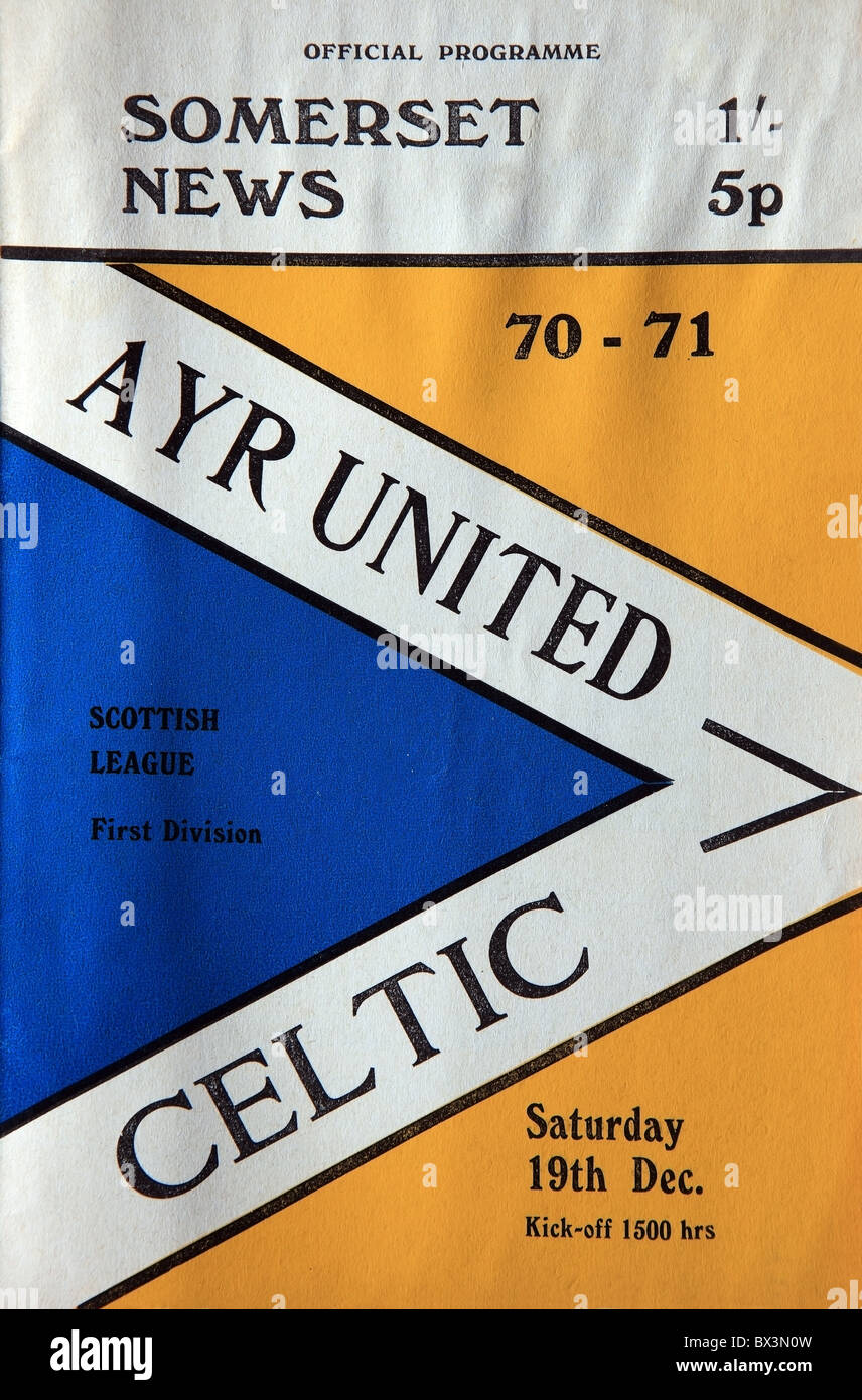Programa de Fútbol de Ayr Naciones v juego Celta en la liga escocesa de primera división 19 de diciembre de 1970 Foto de stock